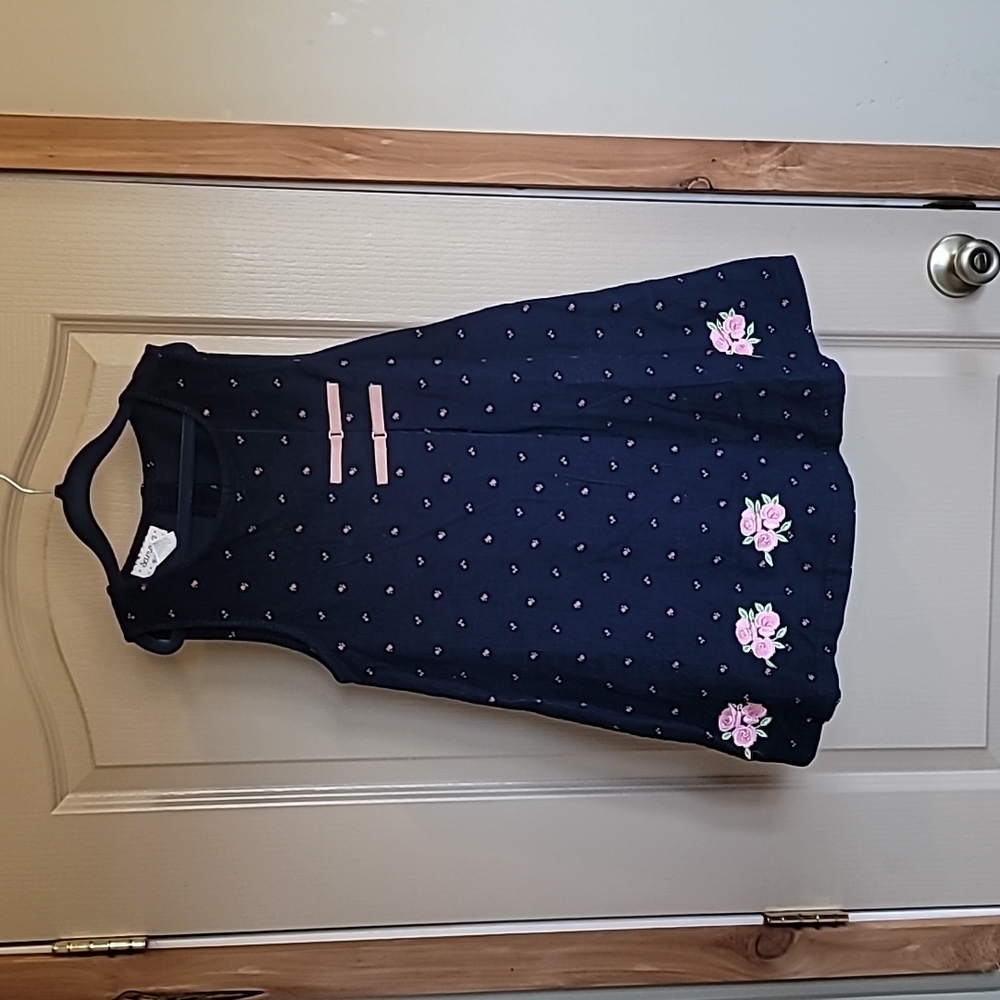 Samara 6x blue corduroy dress with flower embroidery